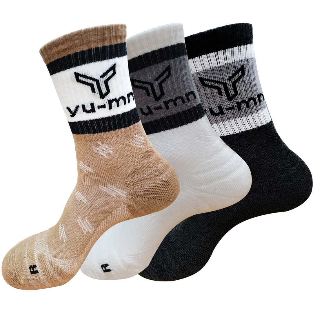 YU-MN Antibacterial Crew Socks 3-Pack – odor-resistant fitness socks