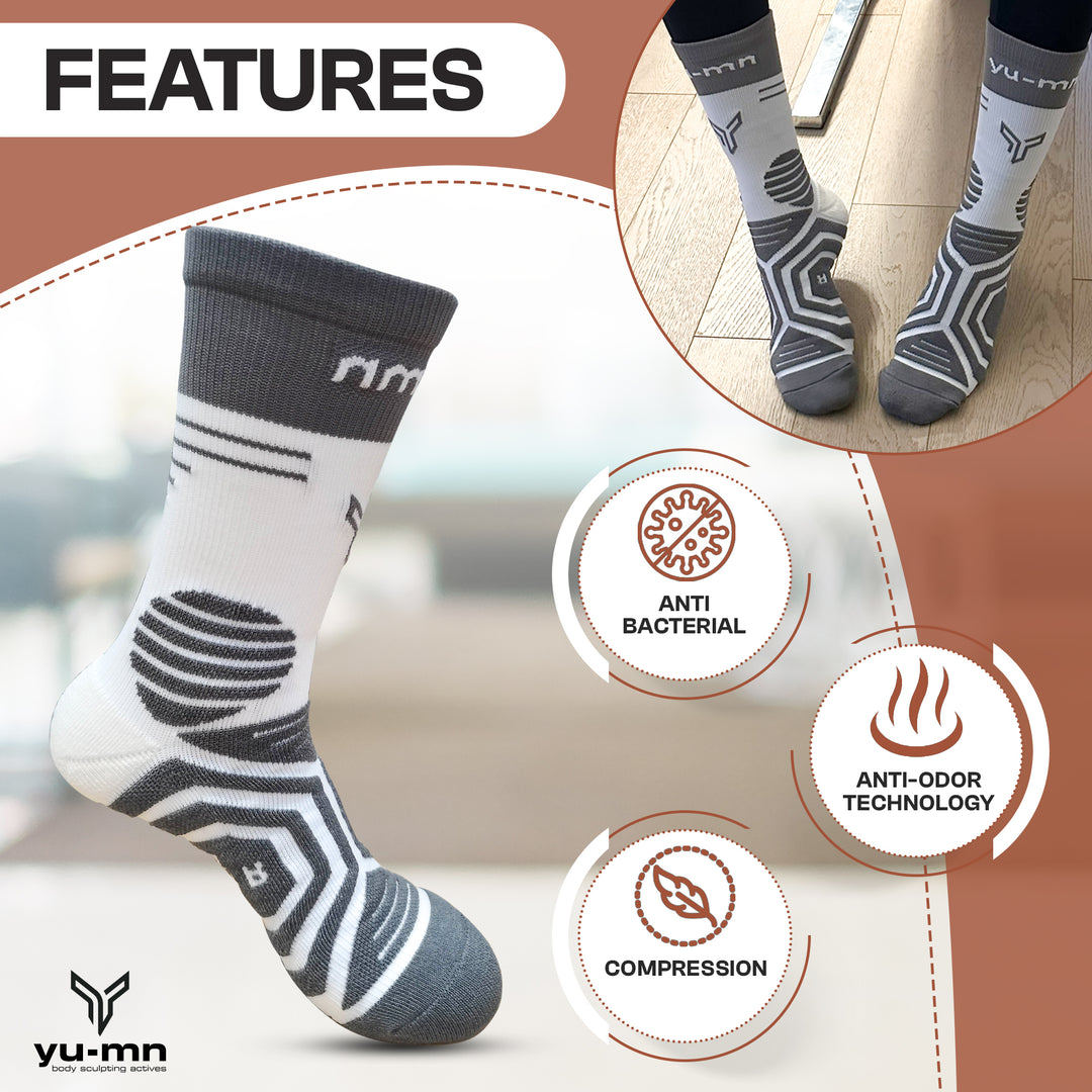 Stylish YU-MN antimicrobial compression socks for fitness and daily wear